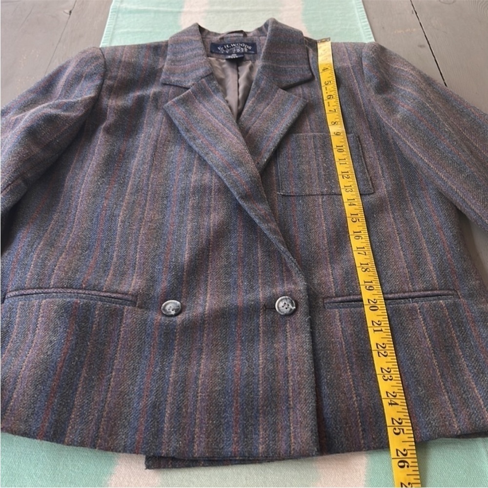 E.H. Woods Vintage Wool Blend Striped Blazer & Midi Skirt Suit Set Size 10 - Picture 11 of 15